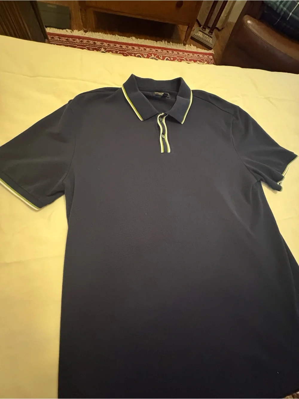 Banana Republic Navy Dress Polo with Lime Trim